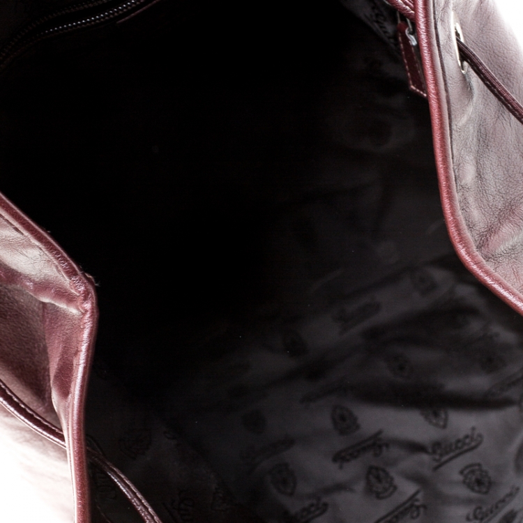 Pre Owned Gucci Burgundy Leather Backpack 