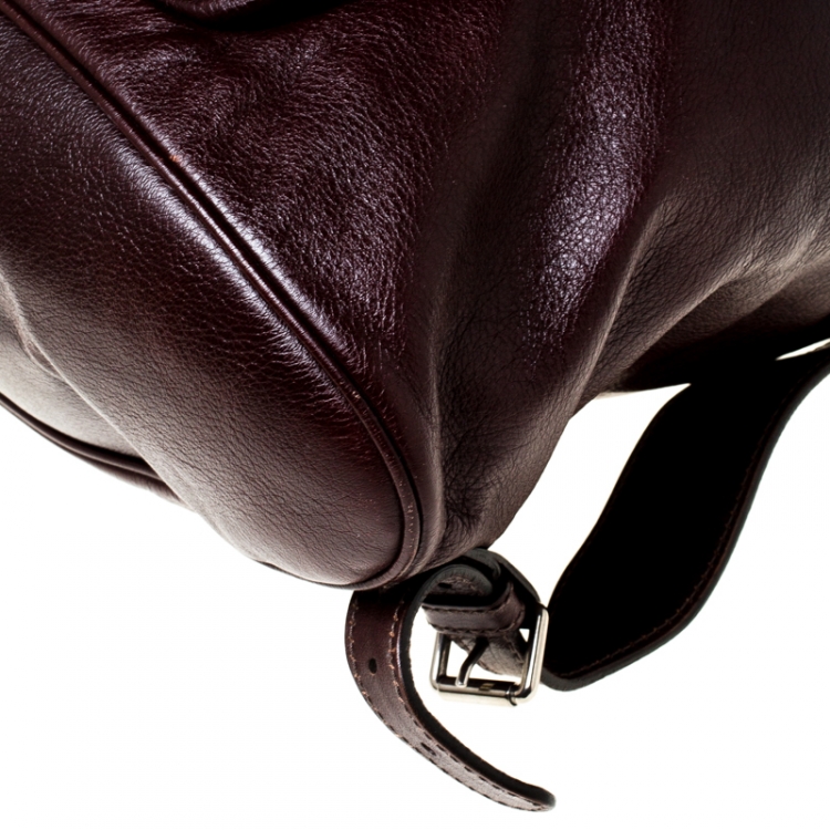 Pre Owned Gucci Burgundy Leather Backpack 