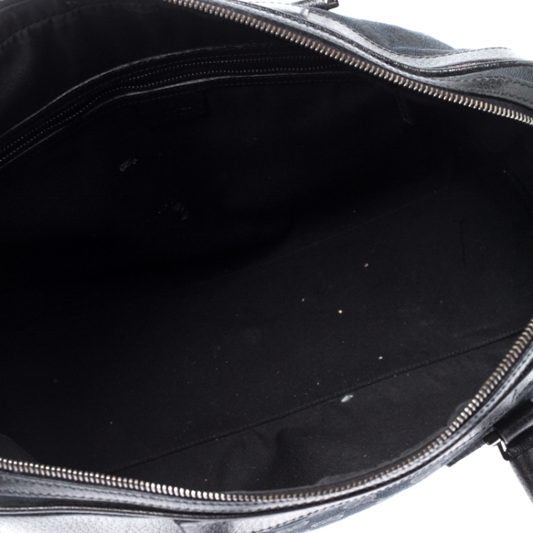 Pre Owned Gucci Black GG Canvas and Leather Web Travel Bag