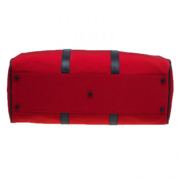 Pre Owned Gucci Red Nylon Travel Boston Bag