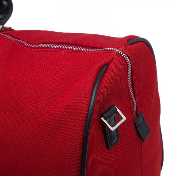 Pre Owned Gucci Red Nylon Travel Boston Bag