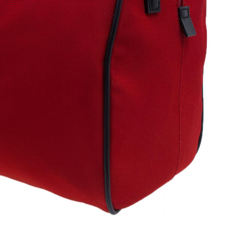 Pre Owned Gucci Red Nylon Travel Boston Bag