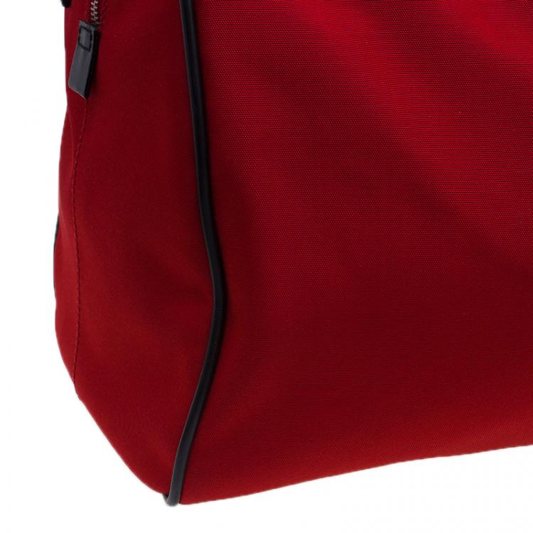 Pre Owned Gucci Red Nylon Travel Boston Bag