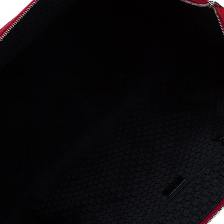 Pre Owned Gucci Red Nylon Travel Boston Bag