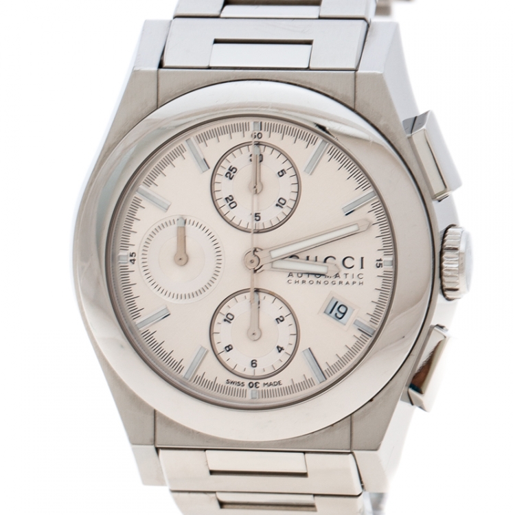 Pre Owned Gucci Silver Stainless Steel Chronograph 115.2 Men's Wristwatch 42 mm
