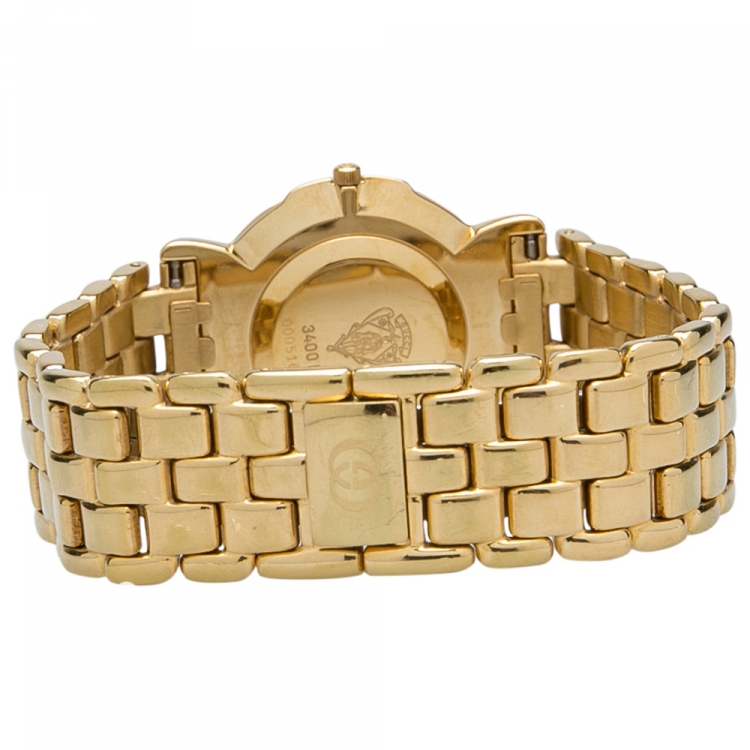 Pre Owned Gucci Mother of Pearl Gold Plated 3400M Men's Wristwatch 30 mm