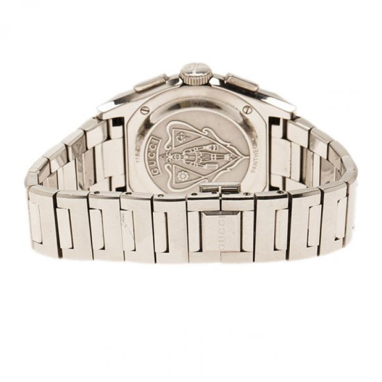 Pre Owned Gucci Blue Stainless Steel Pantheon Men's Wristwatch 35MM