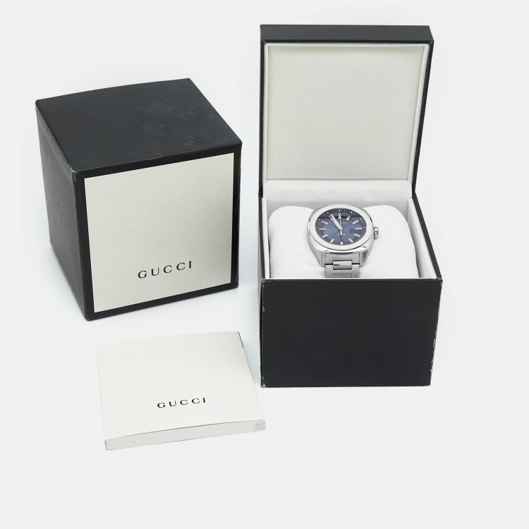 Pre Owned Gucci Blue Stainless Steel GG2570 XL YA142205 Men's Wristwatch 44 mm