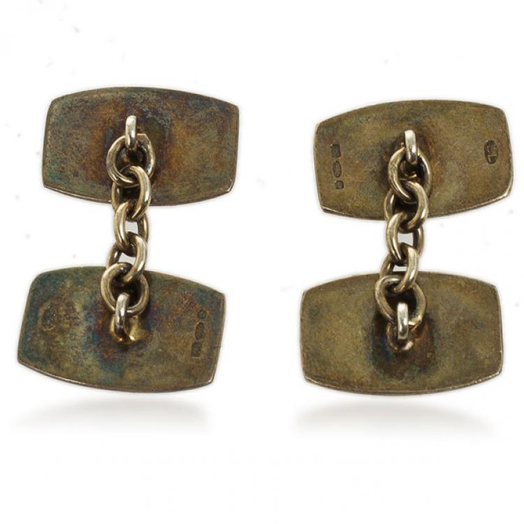 Pre Owned Harrods Murray Ward Silver Hand Enameled Cufflinks