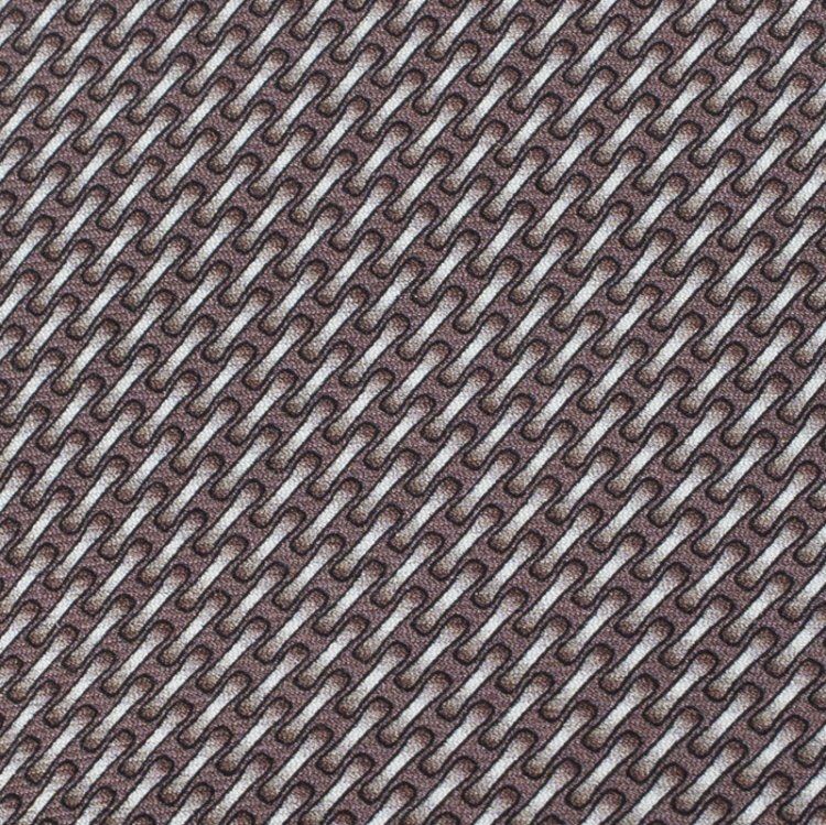 Pre Owned Hermes Taupe and Beige Printed Heavy Silk Twill Freeze Tie 