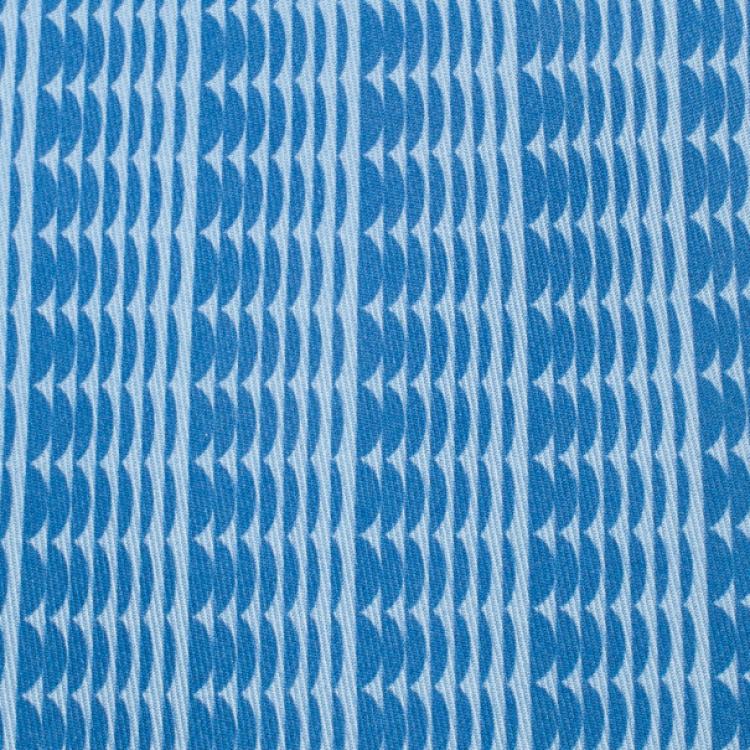 Pre Owned Hermes Blue Sapphire Waves Printed Silk Tie