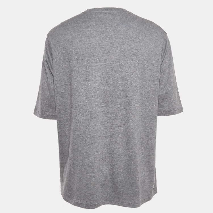 Pre Owned Hermès Grey Velky Lov Embossed Cotton T-Shirt XL