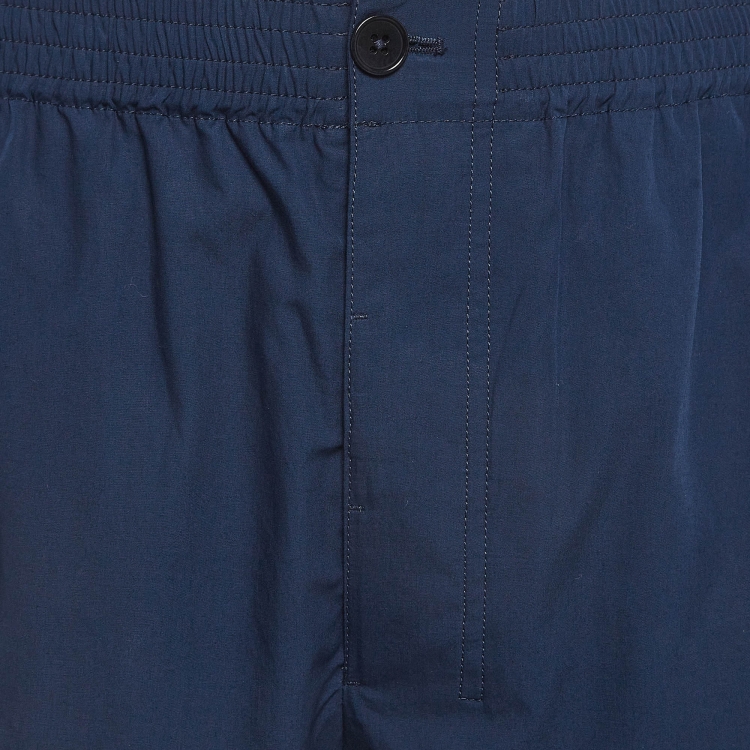 Pre Owned Hermes Navy Blue Poplin Bermuda Shorts M