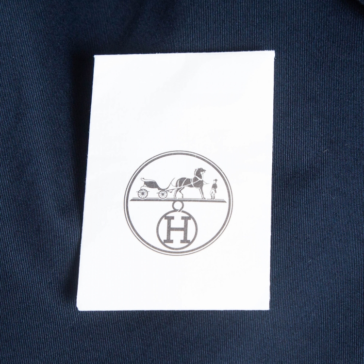 Pre Owned Hermes Navy Blue Cotton Stretch Slim Serge de Trousers XL