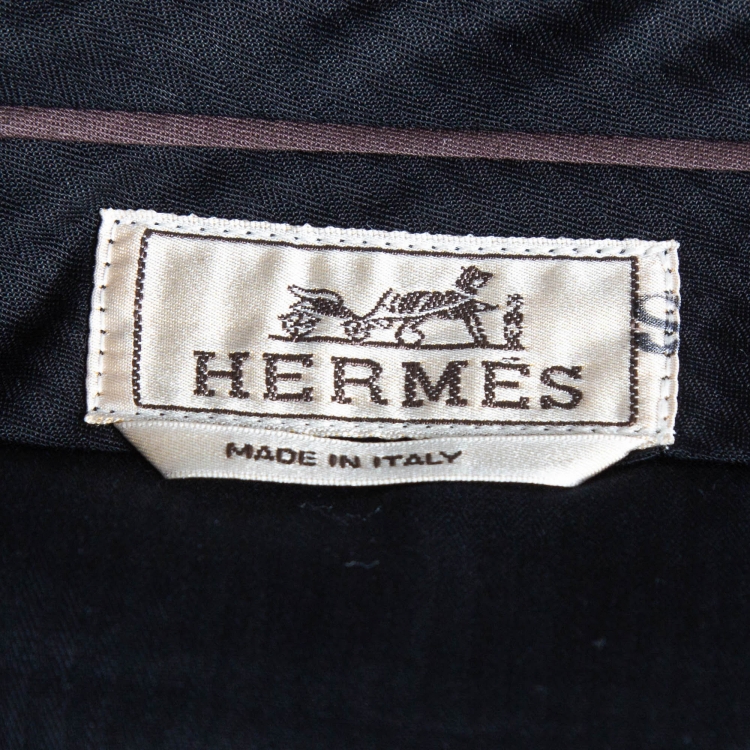 Pre Owned Hermes Navy Blue Cotton Stretch Slim Serge de Trousers XL