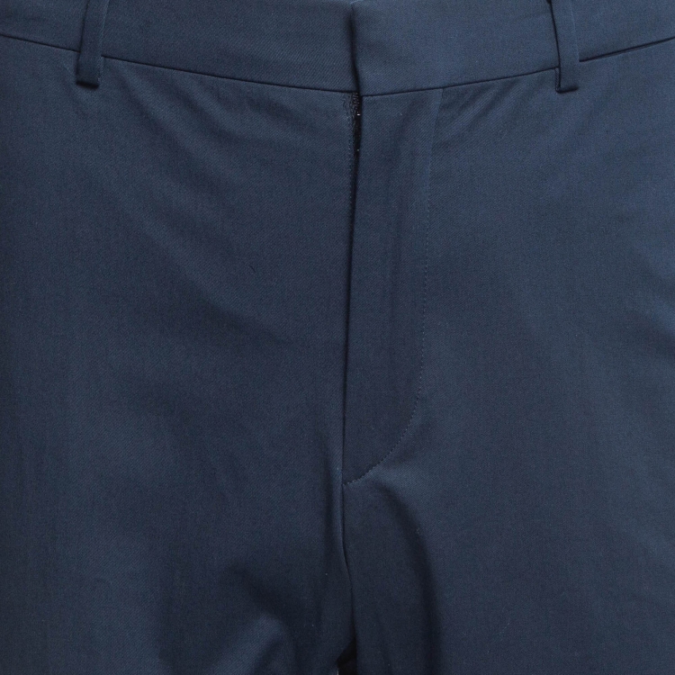 Pre Owned Hermes Navy Blue Cotton Stretch Slim Serge de Trousers XL
