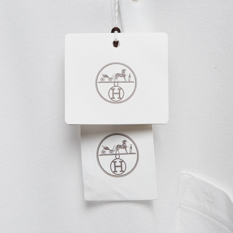 Pre Owned Hermes White Cotton Pique Polo T-Shirt S