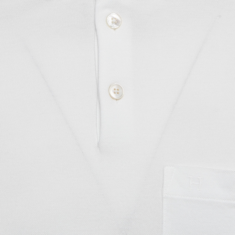 Pre Owned Hermes White Cotton Pique Polo T-Shirt S