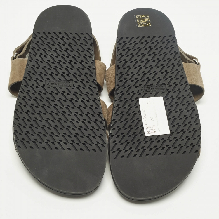 Pre Owned Hermes Genius Size 43 Brown Suede Flat Sandals