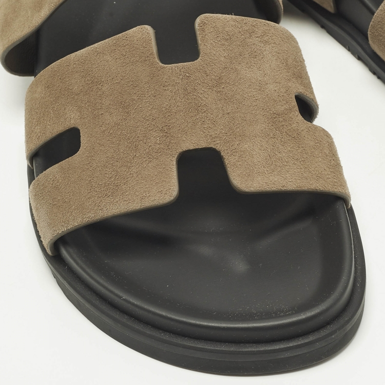 Pre Owned Hermes Genius Size 43 Brown Suede Flat Sandals