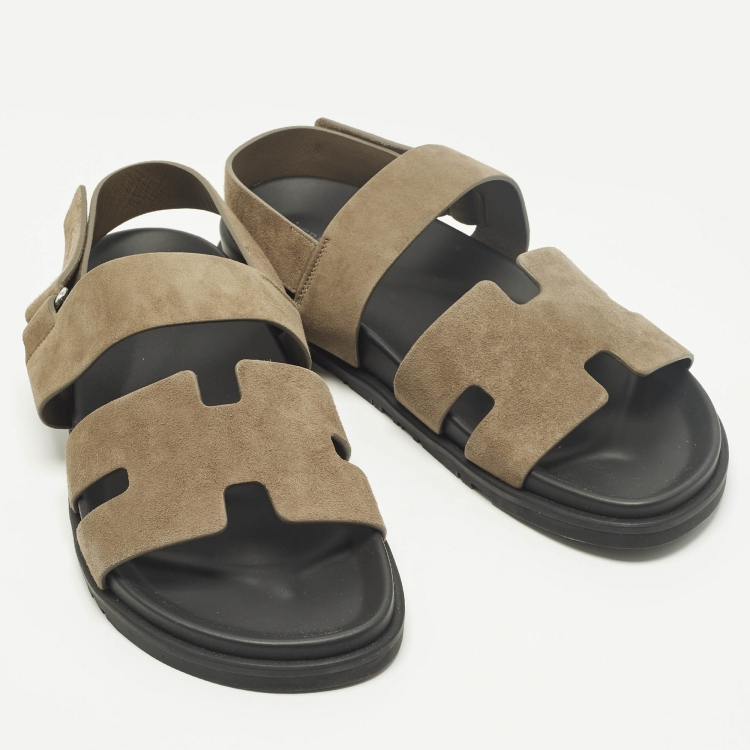 Pre Owned Hermes Genius Size 43 Brown Suede Flat Sandals