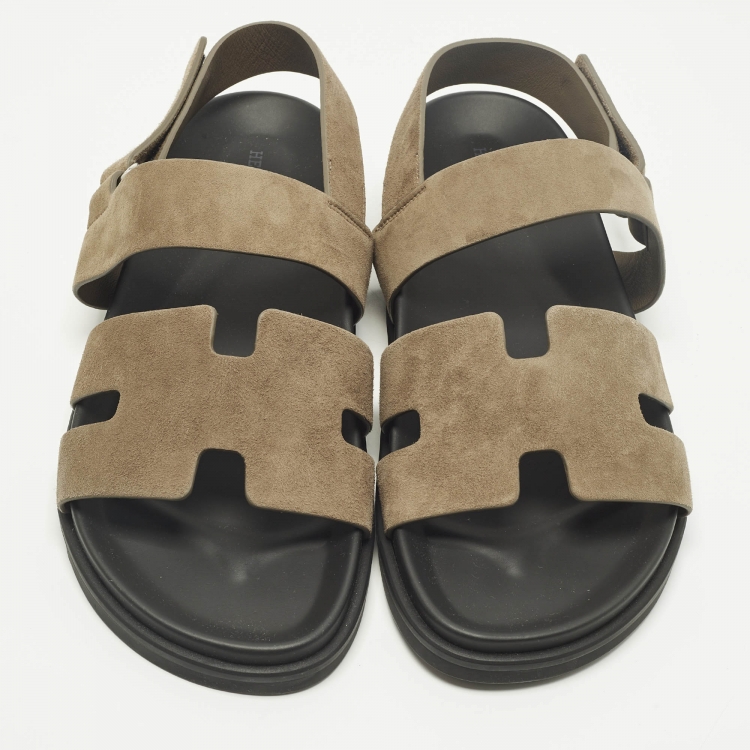 Pre Owned Hermes Genius Size 43 Brown Suede Flat Sandals