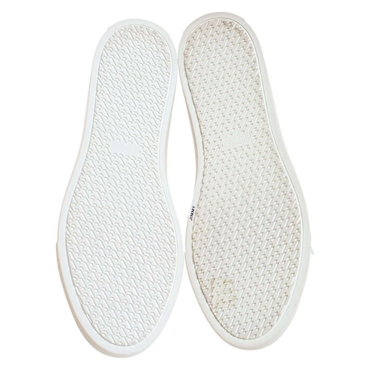 Pre Owned Hermes White Perforated Leather Jimmy High Top Sneakers Size 43