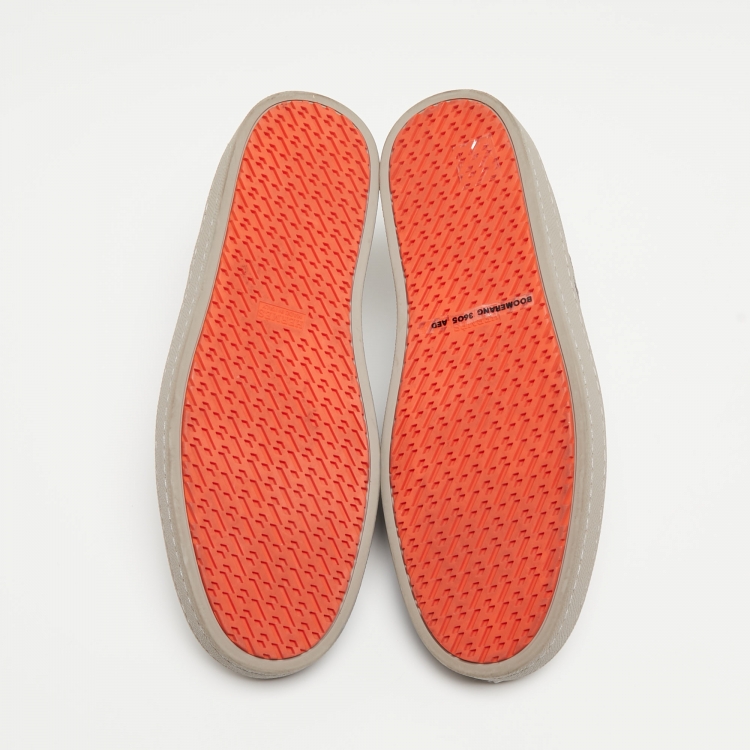 مملوك�ة مسبقًا Hermes Grey Leather Quicker Sneakers Size 41.5