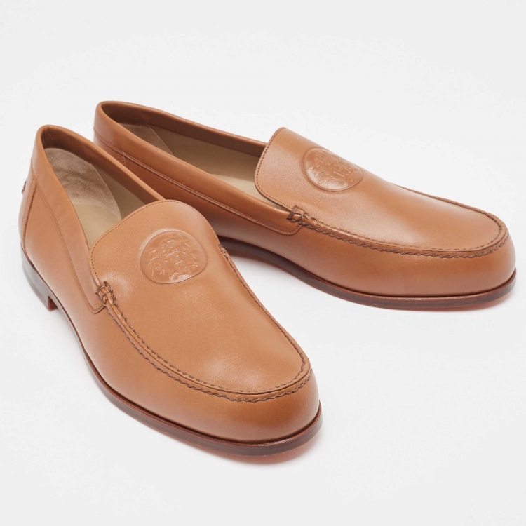 Pre Owned Hermès  Brown Leather Slip On Loafers Size 44
