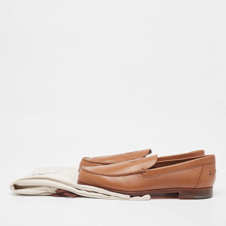 Pre Owned Hermès  Brown Leather Slip On Loafers Size 44