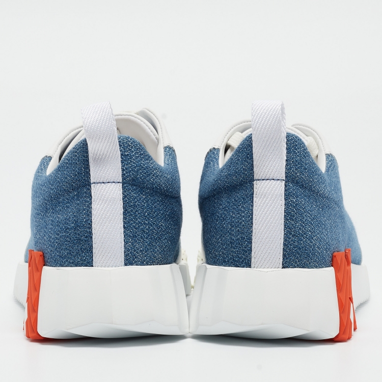 Pre Owned Hermès Blue/White Leather Bouncing Sneakers Size 39