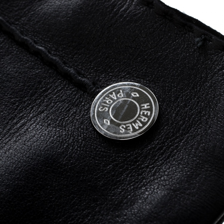 Pre Owned Hermes Black Leather Gloves 8 1/2