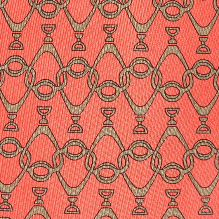 Pre Owned Hermes Red Equestrian Print Silk Traditional Tie