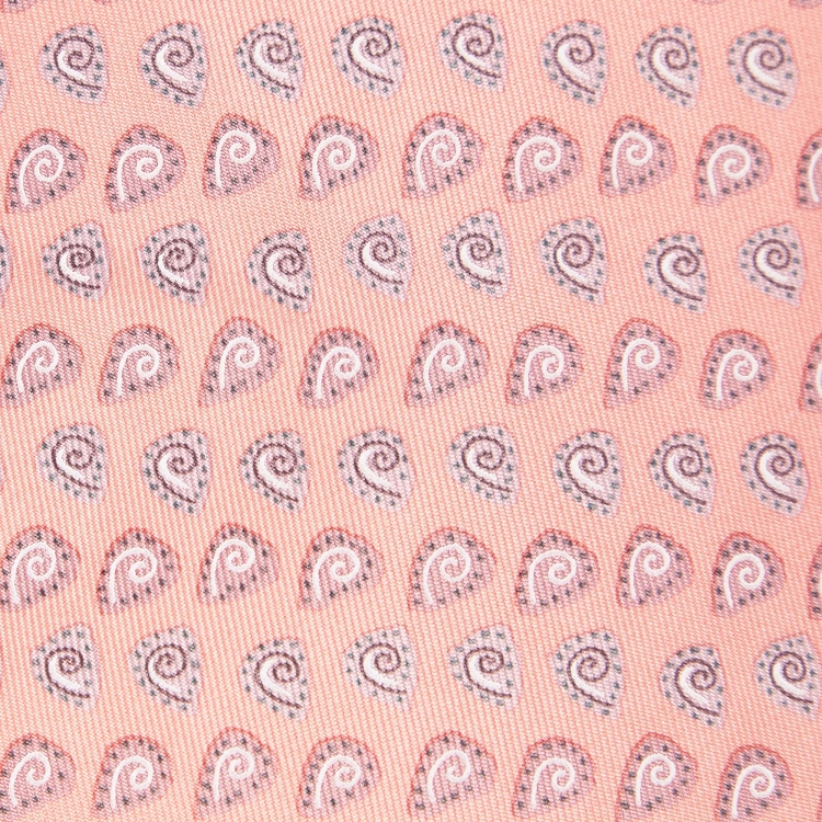 Pre Owned Hermès Peach Paisley Print Silk Tie