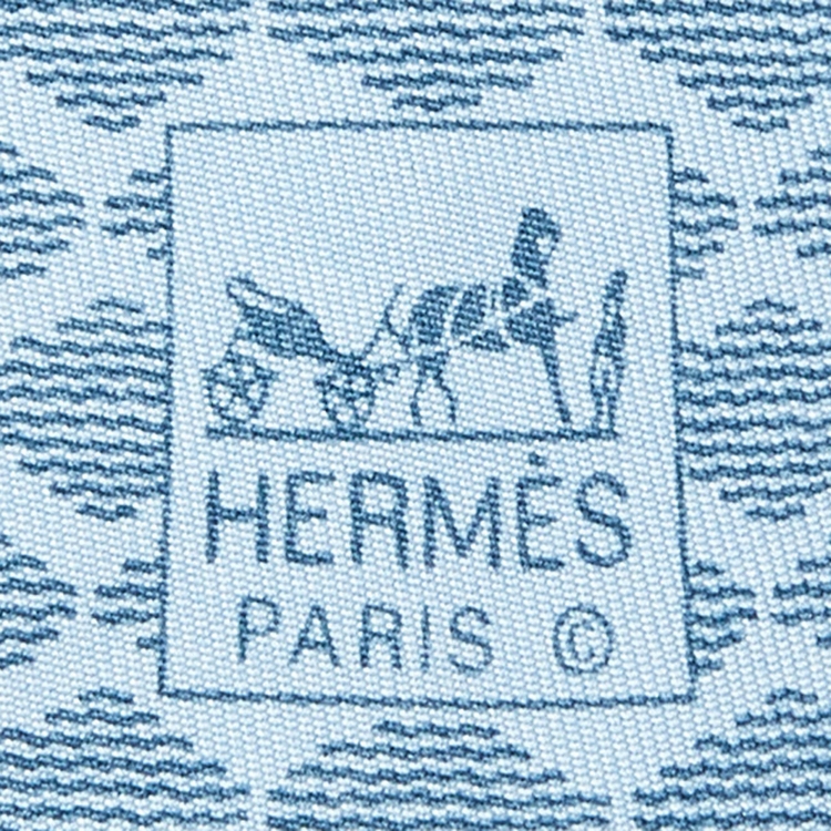 Pre Owned Hermès Blue Wave Print Silk Classic Tie
