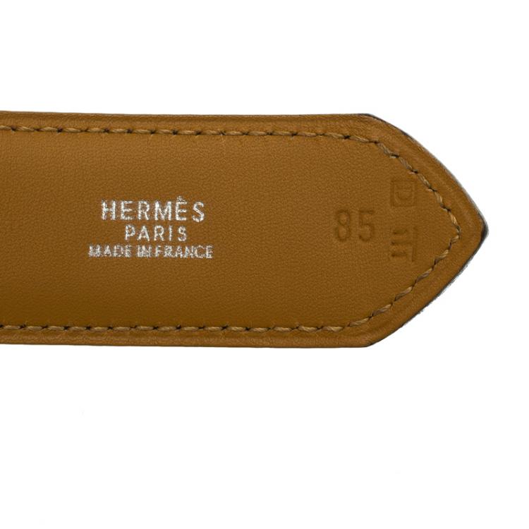 Pre Owned Hermes Black/Brown Box Calf Leather Reversible Buckle Belt 85CM