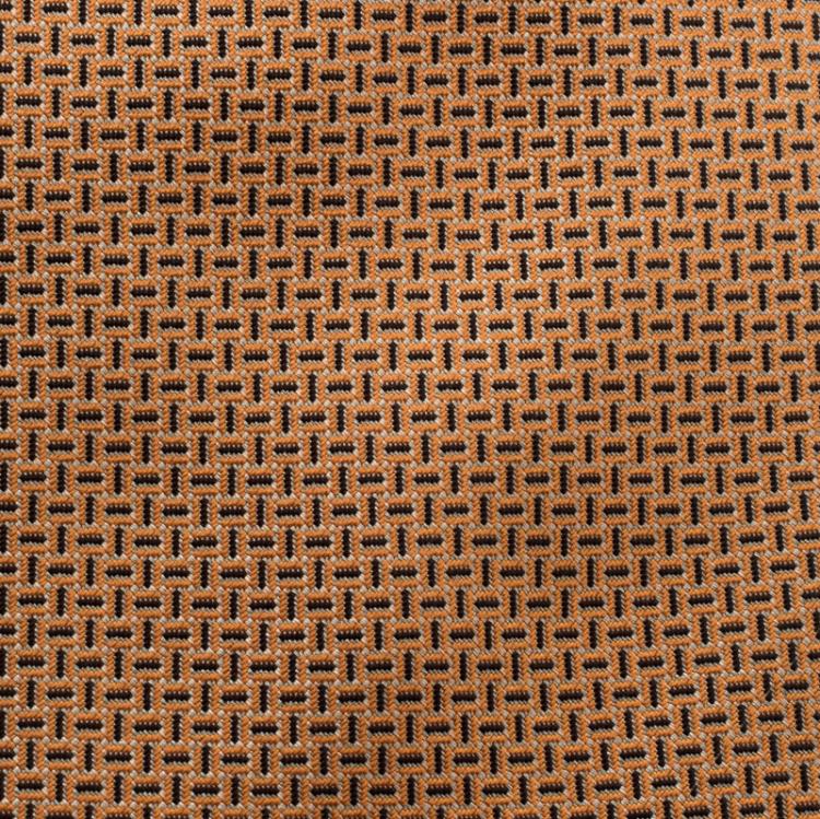 Pre Owned Hermes Orange and Black Jacquard Patterned Silk Tie