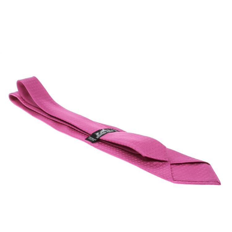 Hermes Pink H Pattern Silk Tie