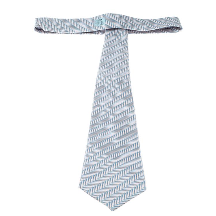 مملوكة مسبقًا Hermes Pale Pink Horseshoe Pin Print Silk Tie
