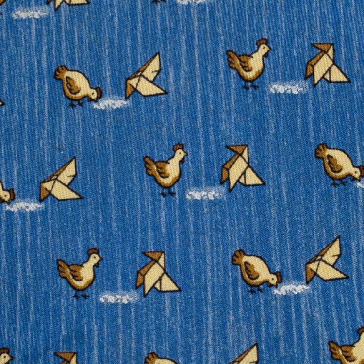 Pre Owned Hermes Blue Bird Print Silk Tie