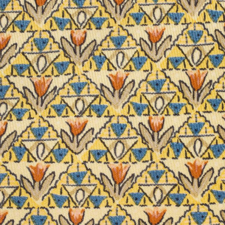 Pre Owned Hermes Yellow Floral Print Silk Tie