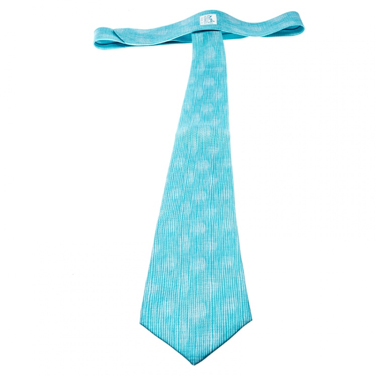 مملوكة مسبقًا Hermes Vintage Aqua Blue Astract Print Silk Tie