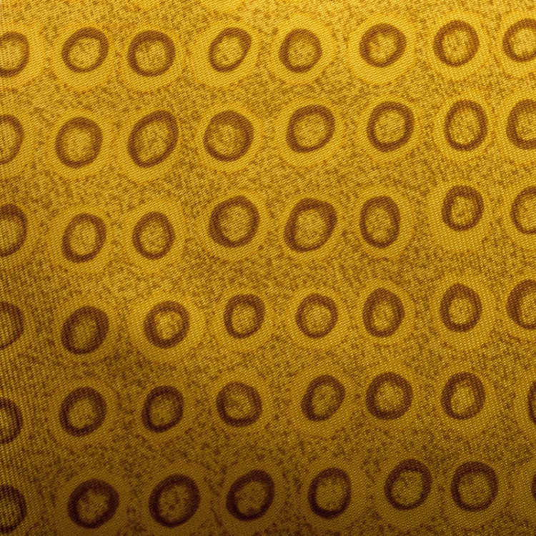 Pre Owned Hermes Vintage Mustard Yellow Circle Print Silk Tie