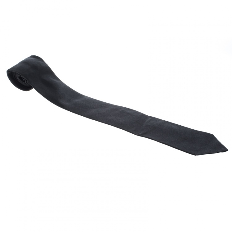 Pre Owned Hermes Vintage Black Silk Tie