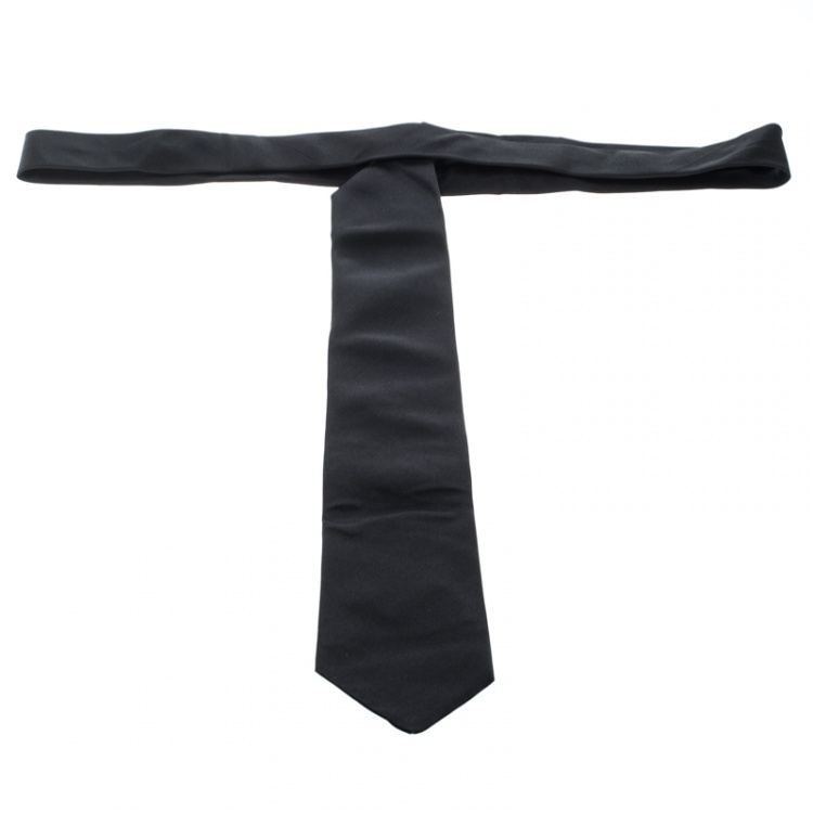 Pre Owned Hermes Vintage Black Silk Tie
