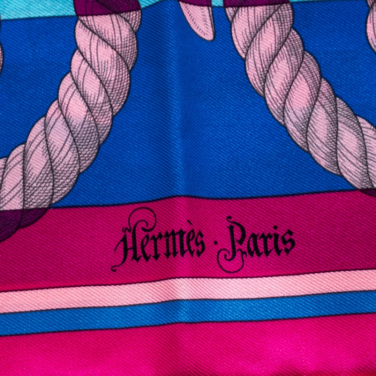 Pre Owned Hermes Multicolor Della Cavalleria Printed Silk Pocket Square