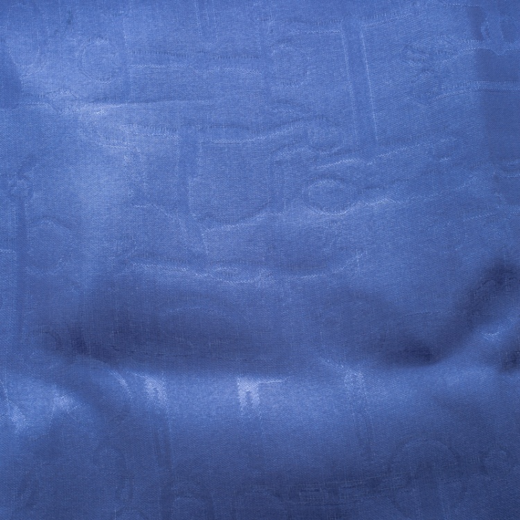 Pre Owned Hermes Blue Horsebit Pattern Silk Jacquard Pocket Square