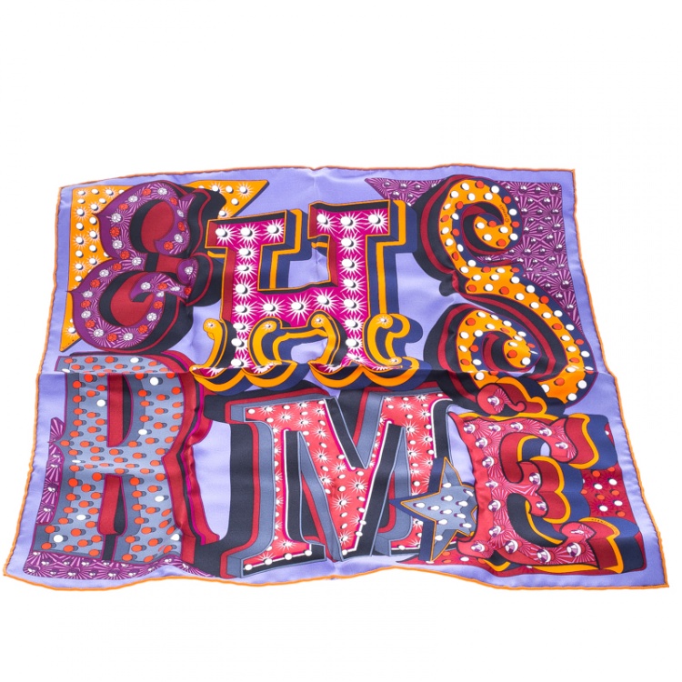 مملوكة مسبقًا Hermes Multicolor Electrique Printed Silk Pocket Square
