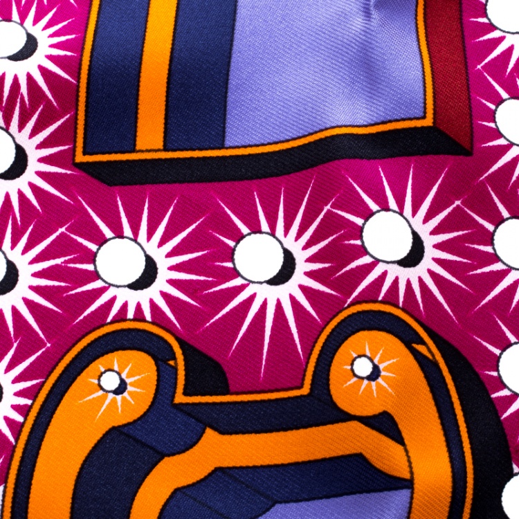مملوكة مسبقًا Hermes Multicolor Electrique Printed Silk Pocket Square