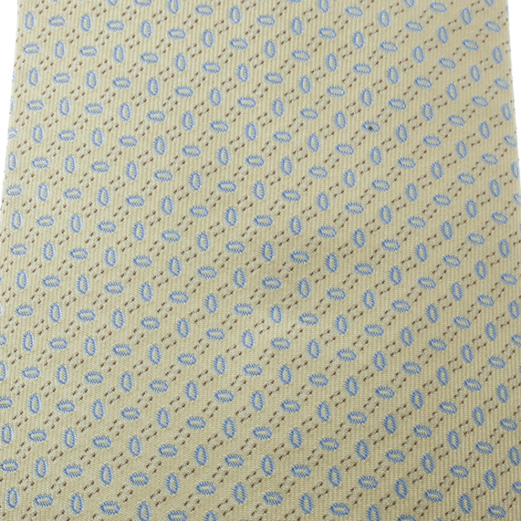 Pre Owned Hermes Pastel Yellow Patterned Silk Jacquard Tie